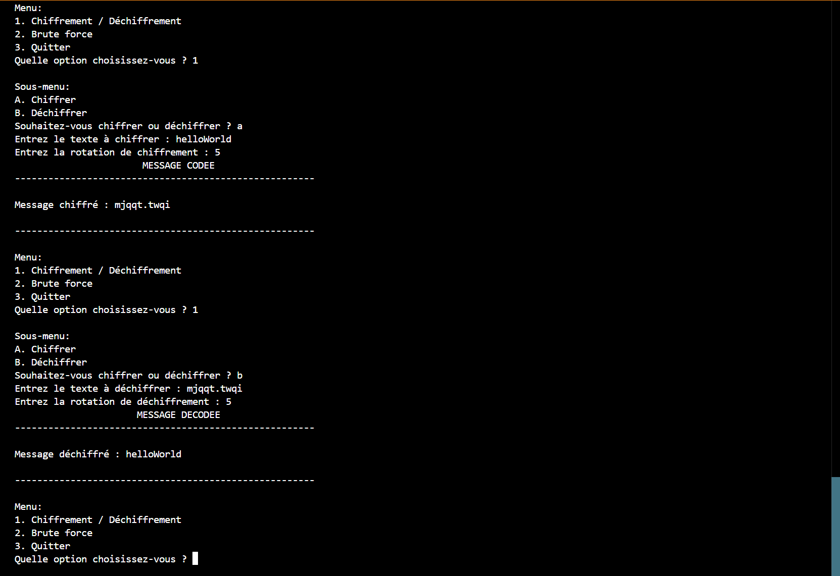 Chiffrement et Déchiffrement